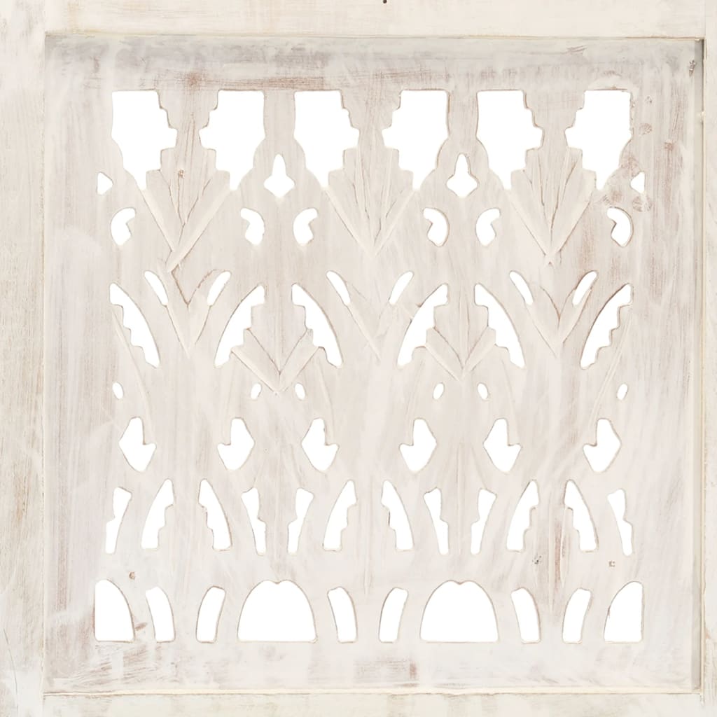 White Solid Mango Wood 3-Panel Room Divider, 120x165 cm