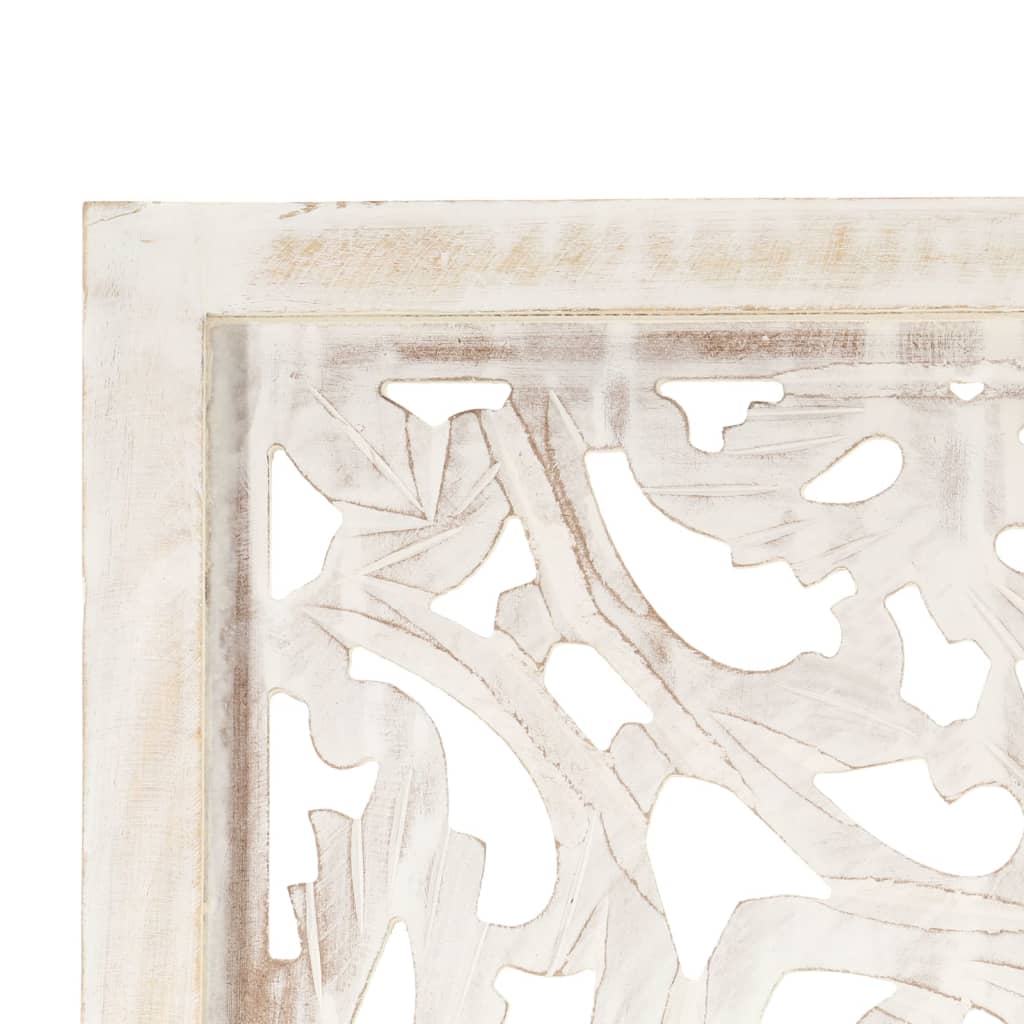 Hand Carved White Mango Wood 3-Panel Room Divider 120x165cm
