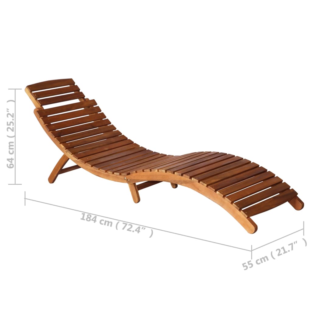 Solid Acacia Wood 3-Piece Sunlounger Set with Tea Table