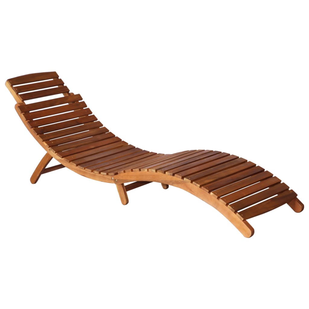 Solid Acacia Wood 3-Piece Sunlounger Set with Tea Table