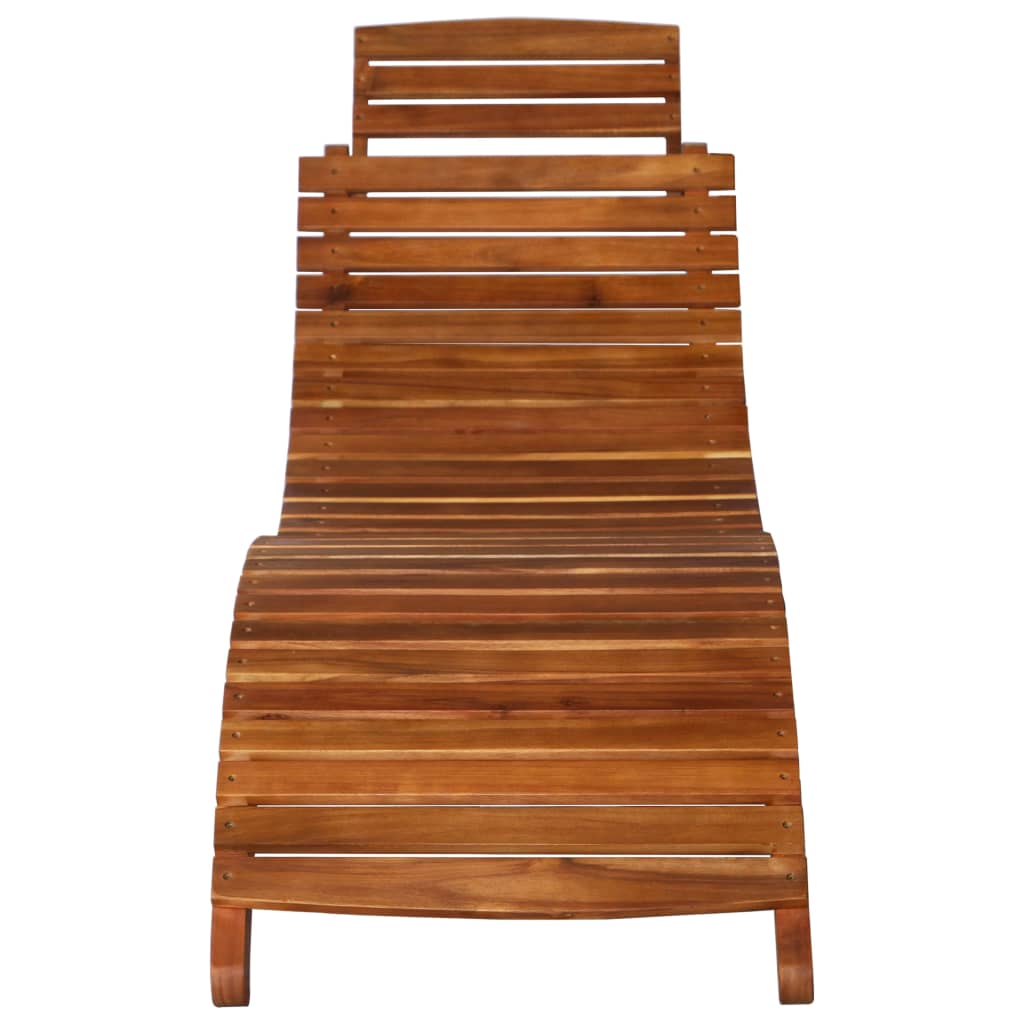 Solid Acacia Wood 3-Piece Sunlounger Set with Tea Table