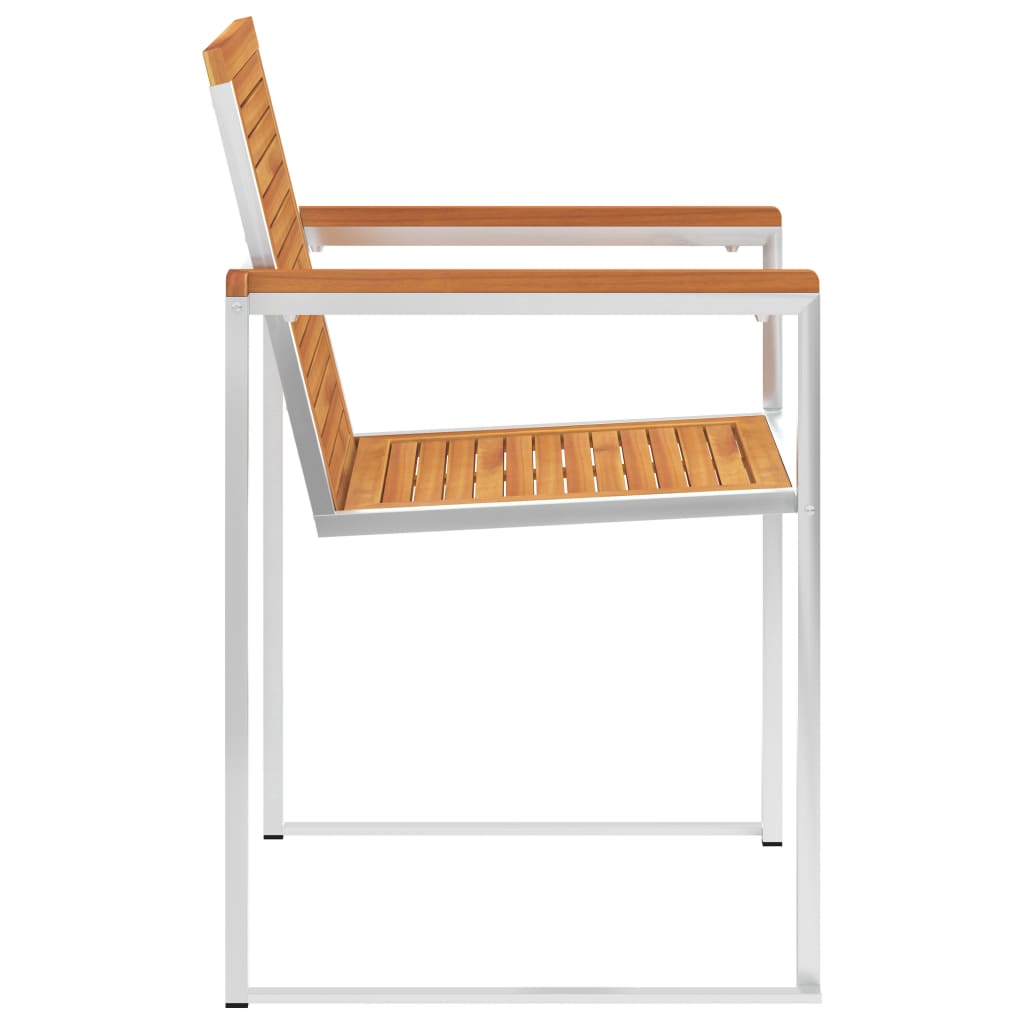 2-Piece Solid Acacia Wood & Stainless Steel Garden Chair Set