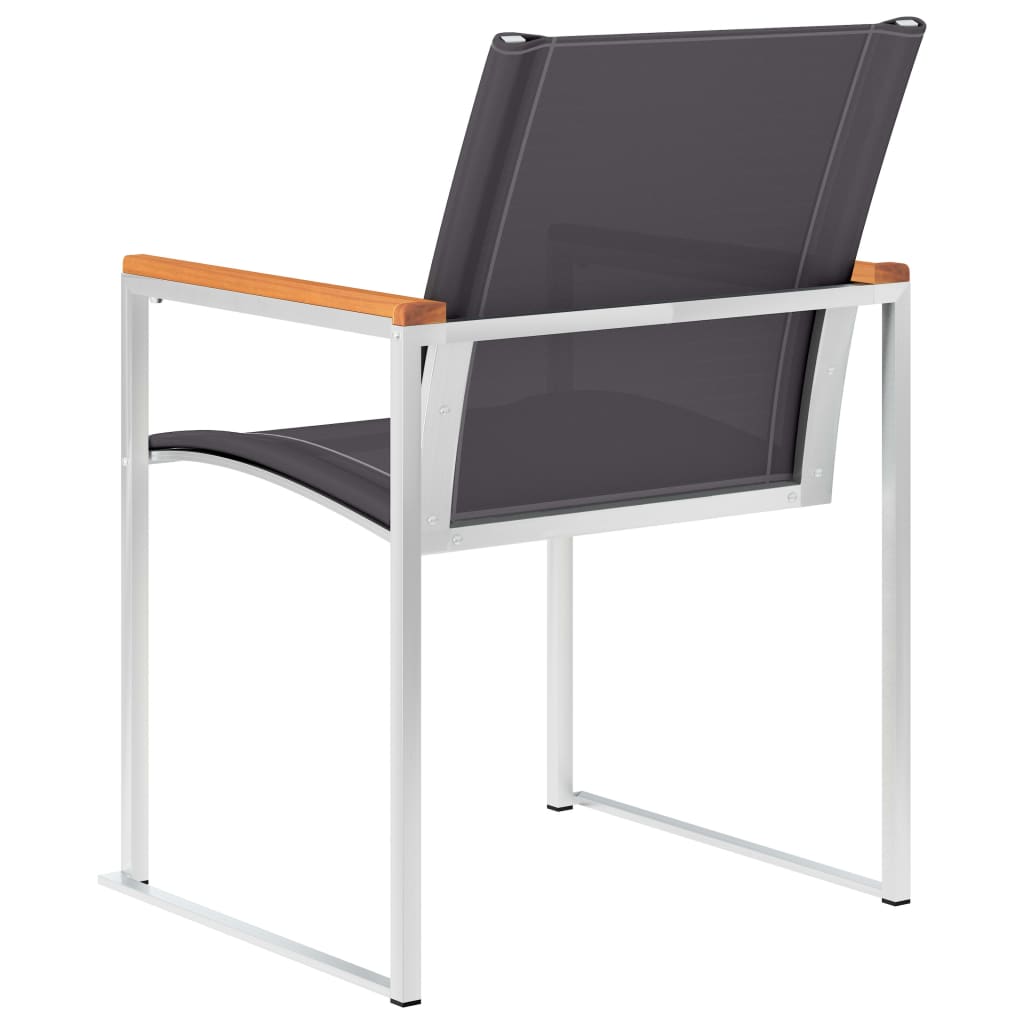 4-Piece Grey Garden Chairs Set - Textilene & Stainless Steel