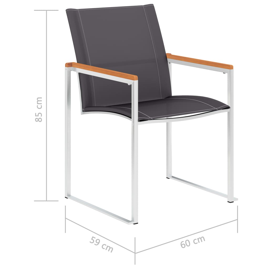 4-Piece Grey Garden Chairs Set - Textilene & Stainless Steel