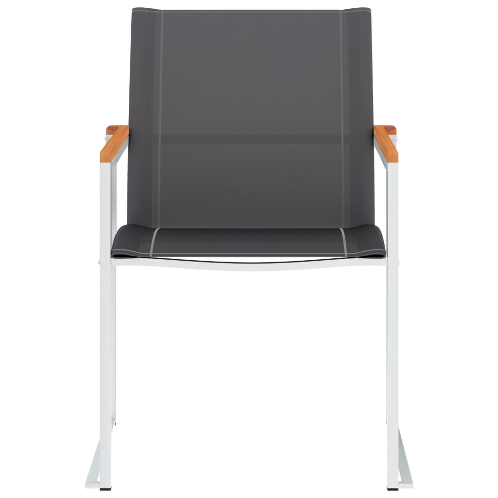 2 Grey Textilene & Stainless Steel Garden Chairs - Set of 2