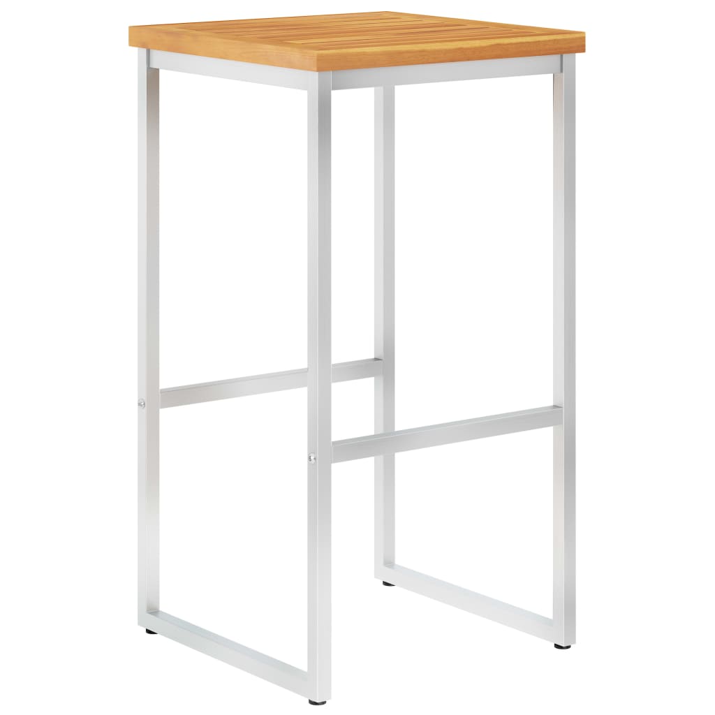 Set of 4 Acacia Wood & Stainless Steel Bar Chairs - Stylish & Durable