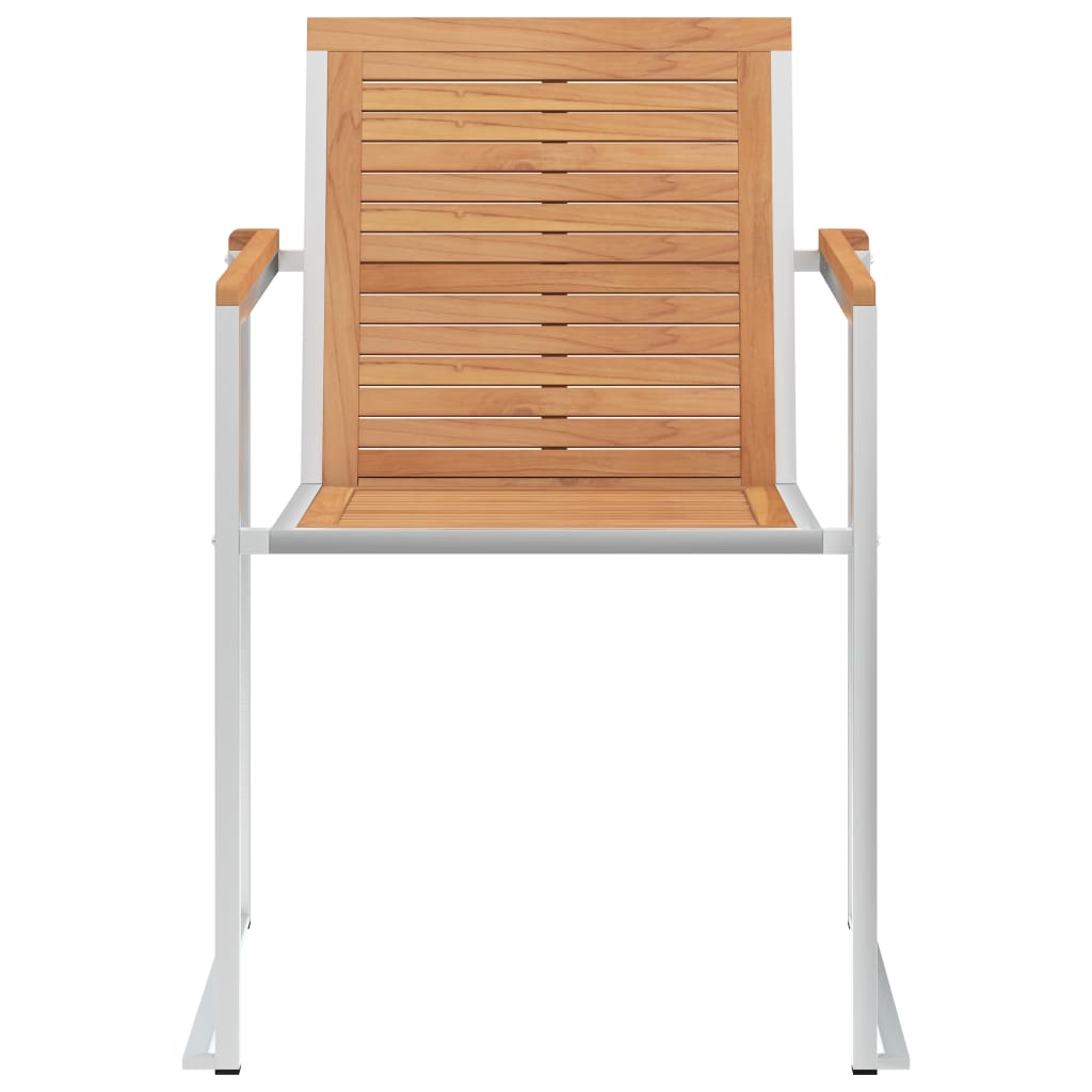 2-Pc Solid Teak Wood & Stainless Steel Garden Chairs Set