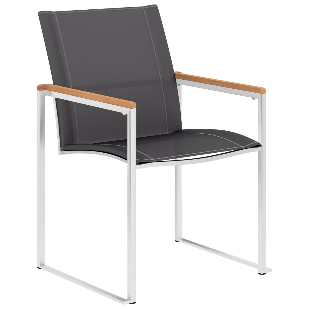 2-Piece Grey Garden Chairs - Textilene & Stainless Steel