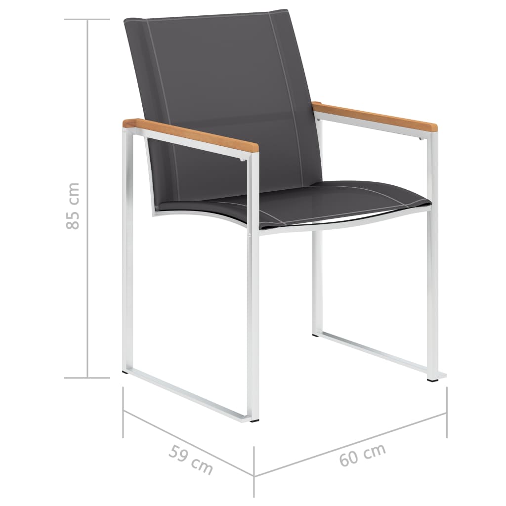 2-Piece Grey Garden Chairs - Textilene & Stainless Steel