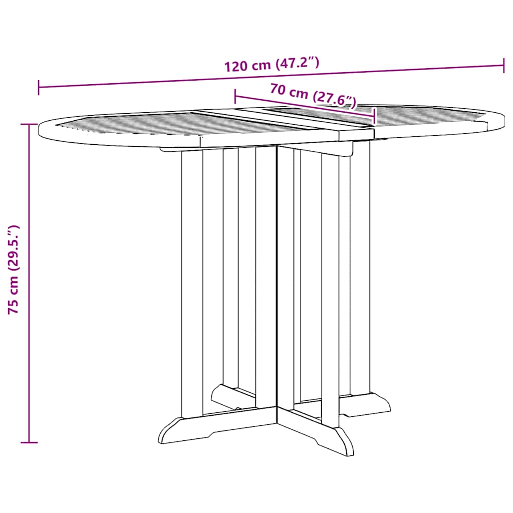 Folding Butterfly Garden Table 120x70x75 cm Solid Teak Wood