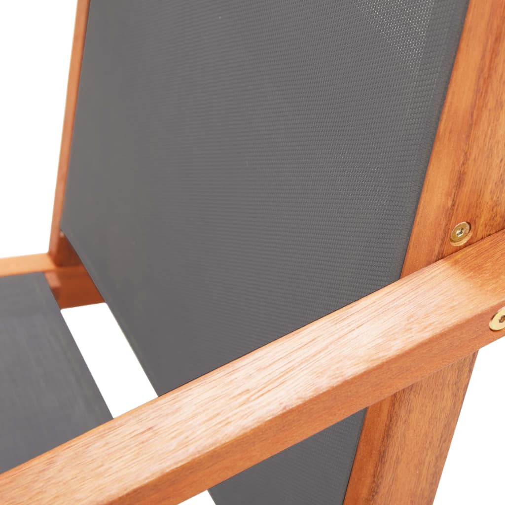 Grey Eucalyptus Wood Garden Chair with Footrest - Textilene Fabric