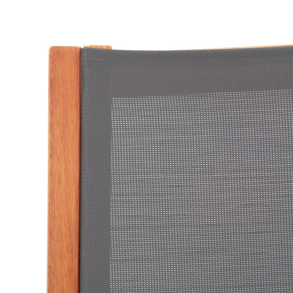 Grey Eucalyptus Wood Garden Chair with Footrest - Textilene Fabric