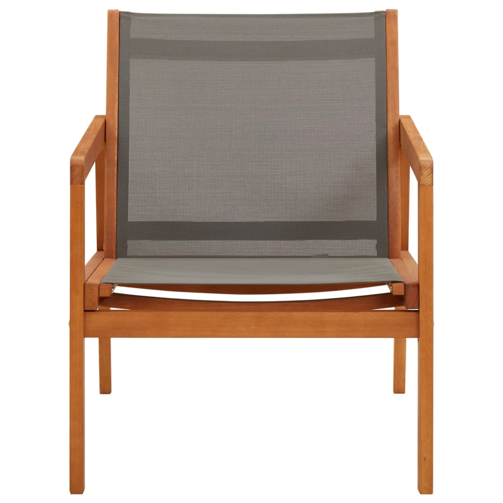 Grey Eucalyptus Wood Garden Lounge Chair with Textilene Fabric