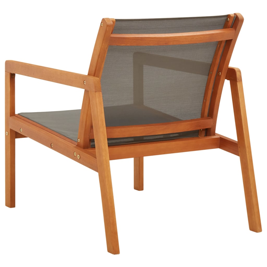 Grey Eucalyptus Wood Garden Lounge Chair with Textilene Fabric