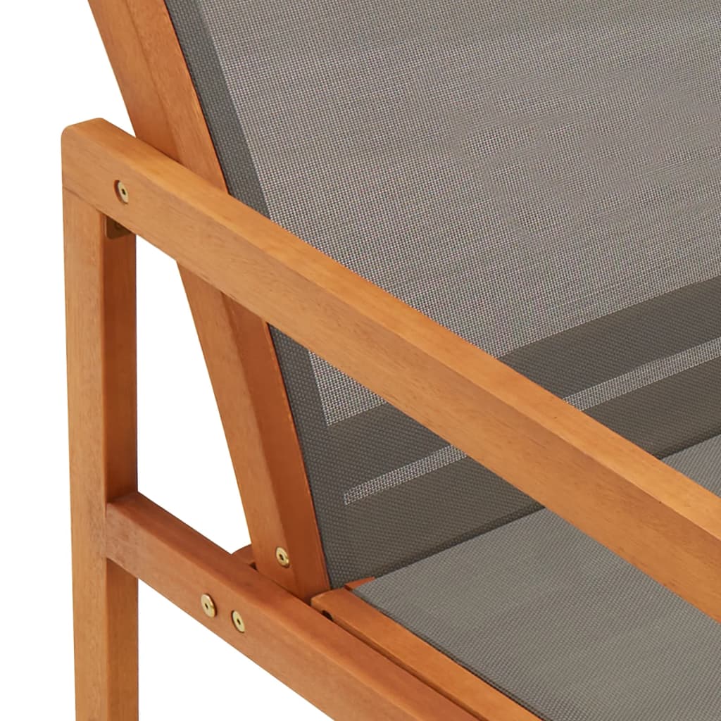 Grey Eucalyptus Wood Garden Lounge Chair with Textilene Fabric