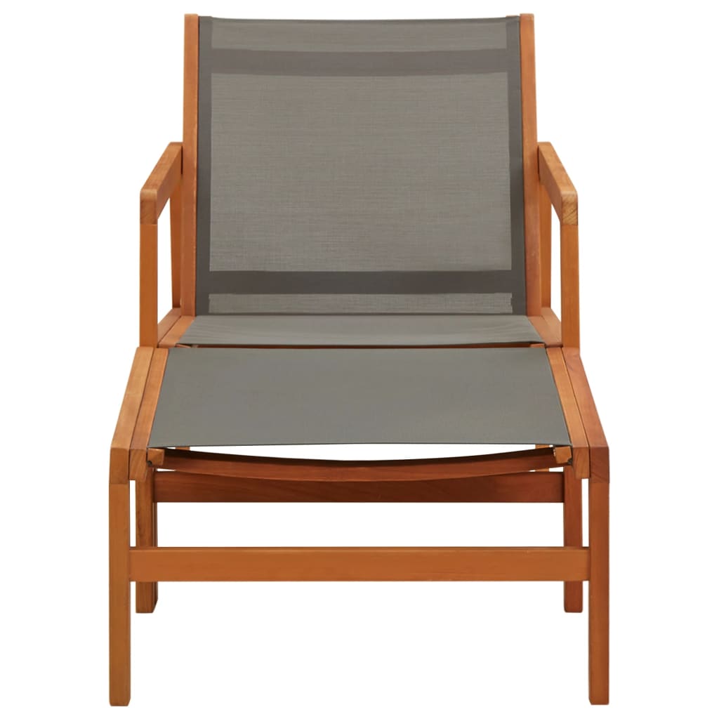 Grey Garden Chair with Footrest | Solid Eucalyptus & Textilene