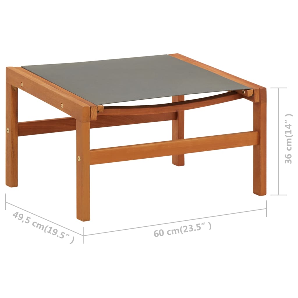 Grey Garden Chair with Footrest | Solid Eucalyptus & Textilene