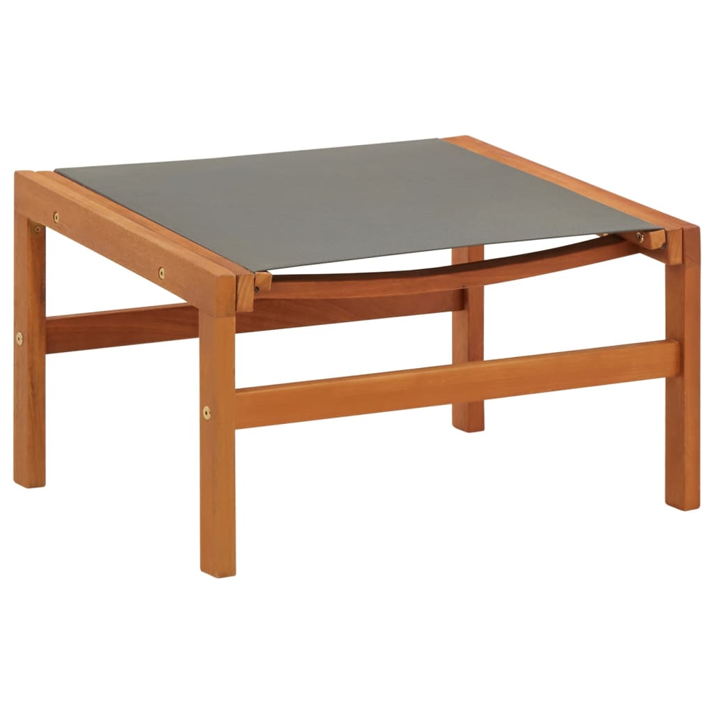 Grey Garden Chair with Footrest | Solid Eucalyptus & Textilene