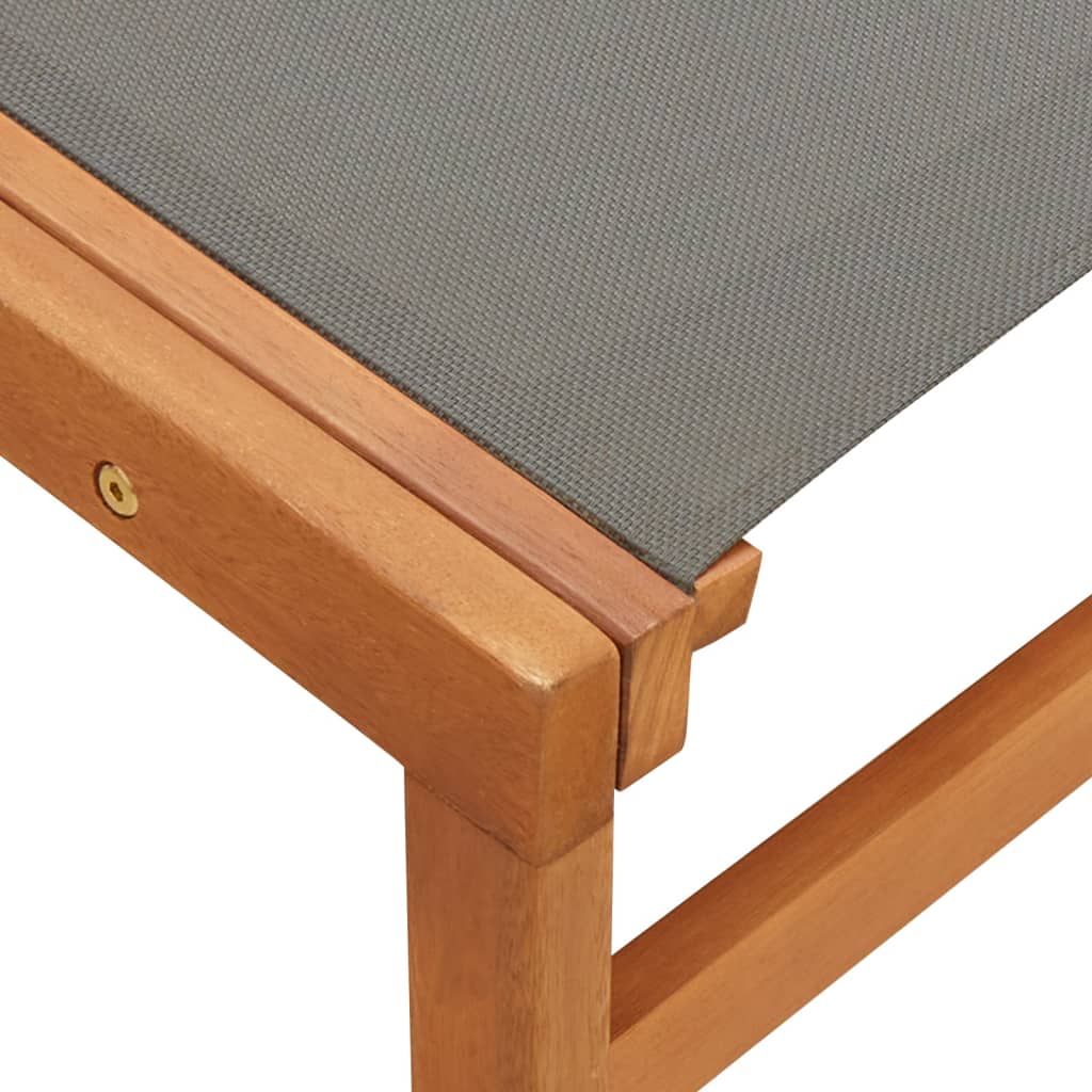 Grey Garden Chair with Footrest | Solid Eucalyptus & Textilene
