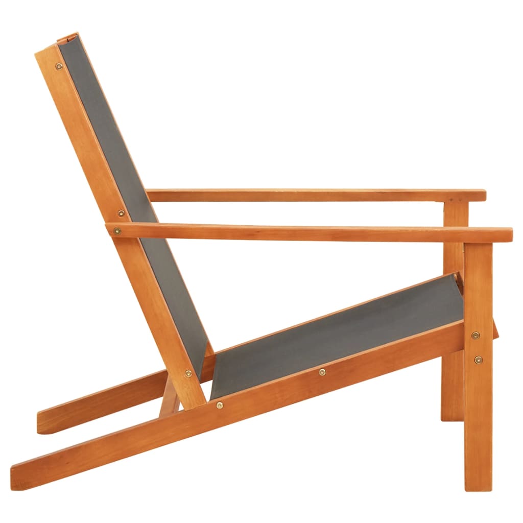 Black Eucalyptus Wood Garden Lounge Chair with Textilene Seating