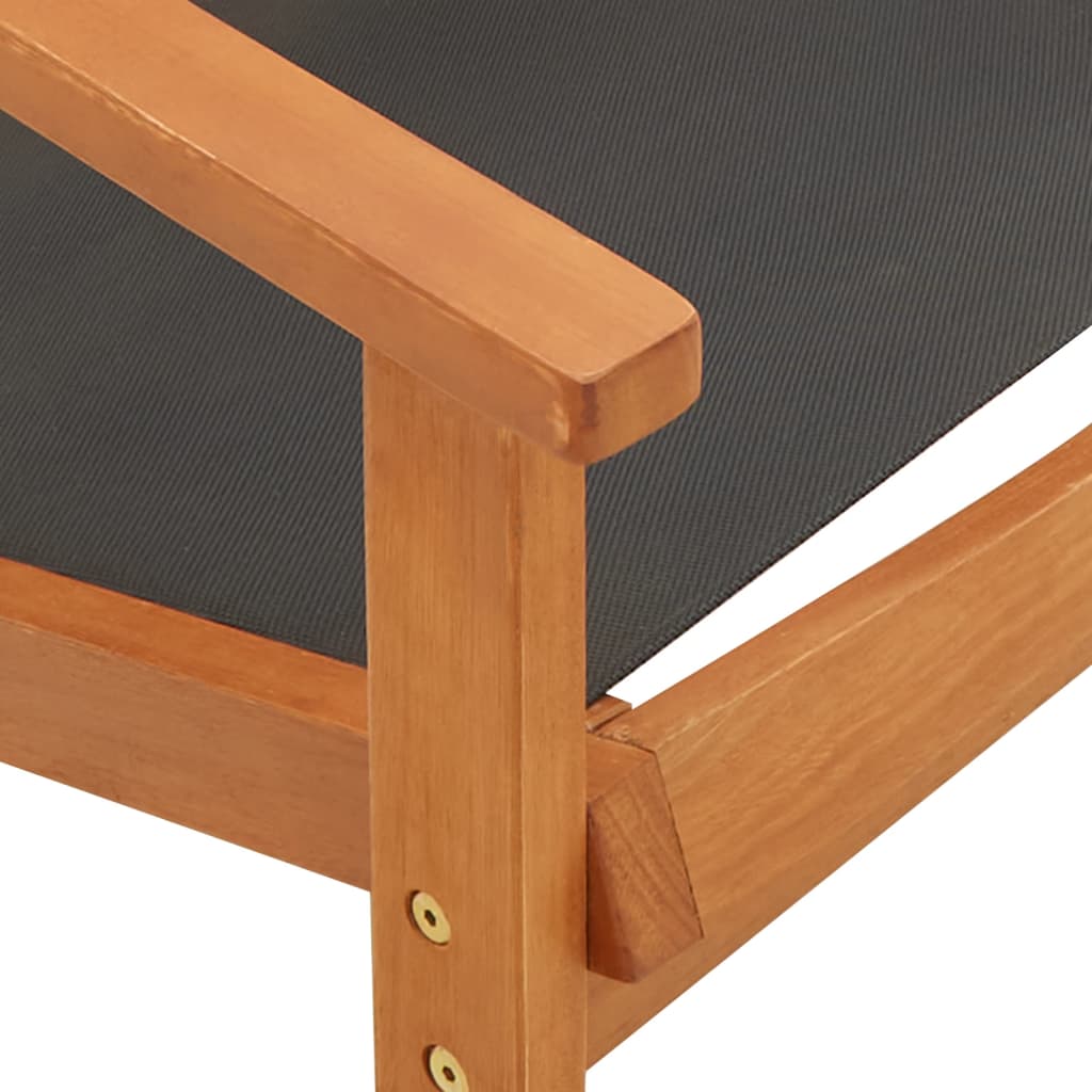 Black Eucalyptus Wood Garden Lounge Chair with Textilene Seating