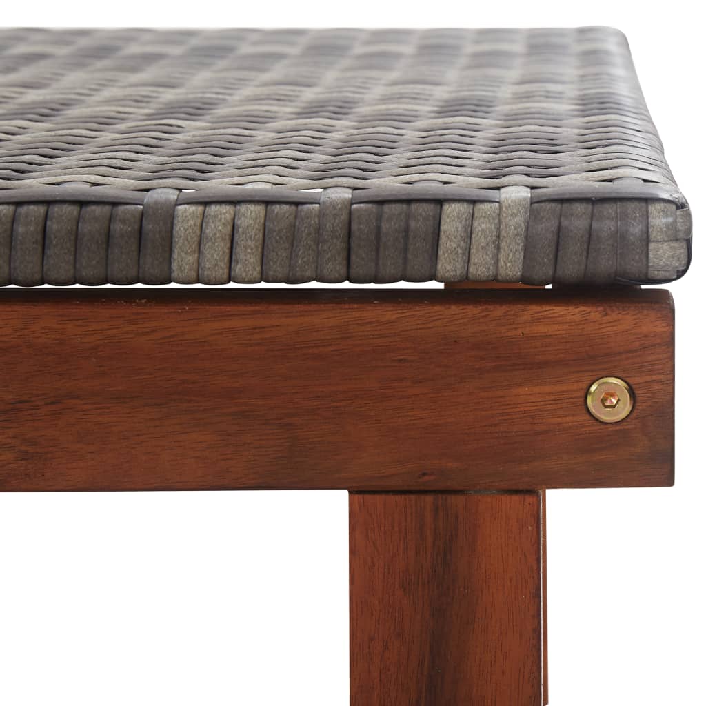 Grey Poly Rattan & Acacia Wood Sun Lounger - Stylish Outdoor Relaxation