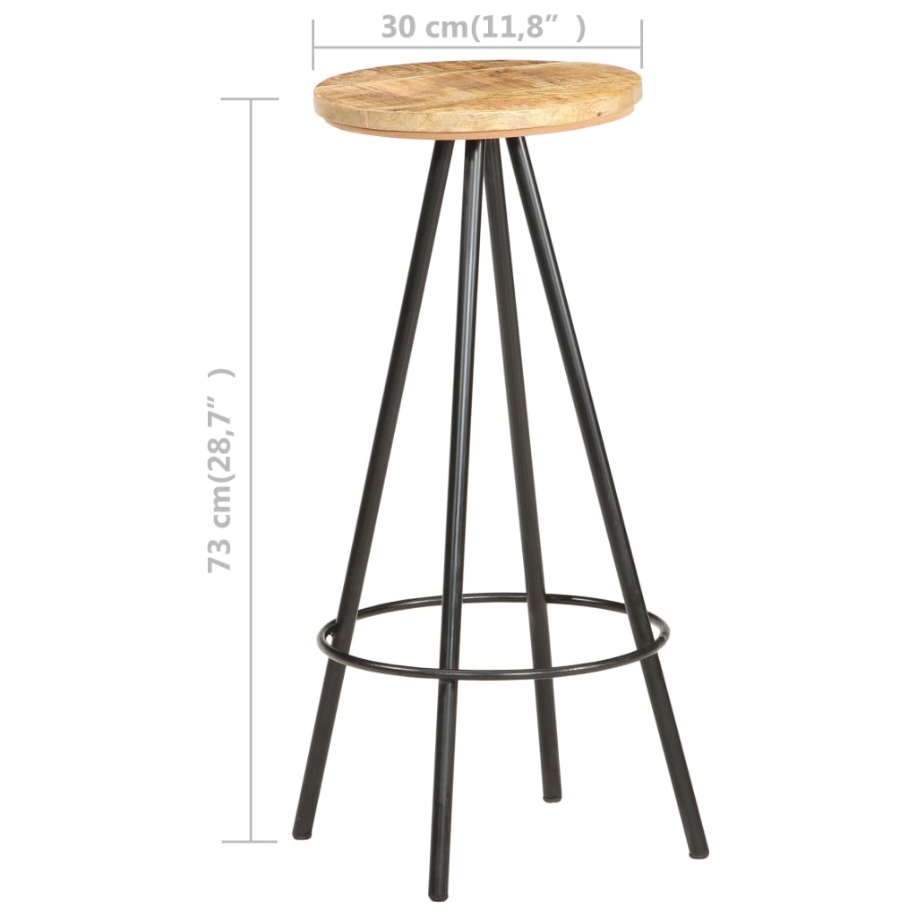 Rustic Bar Stools Set of 2 - Rough Mango Wood Finish