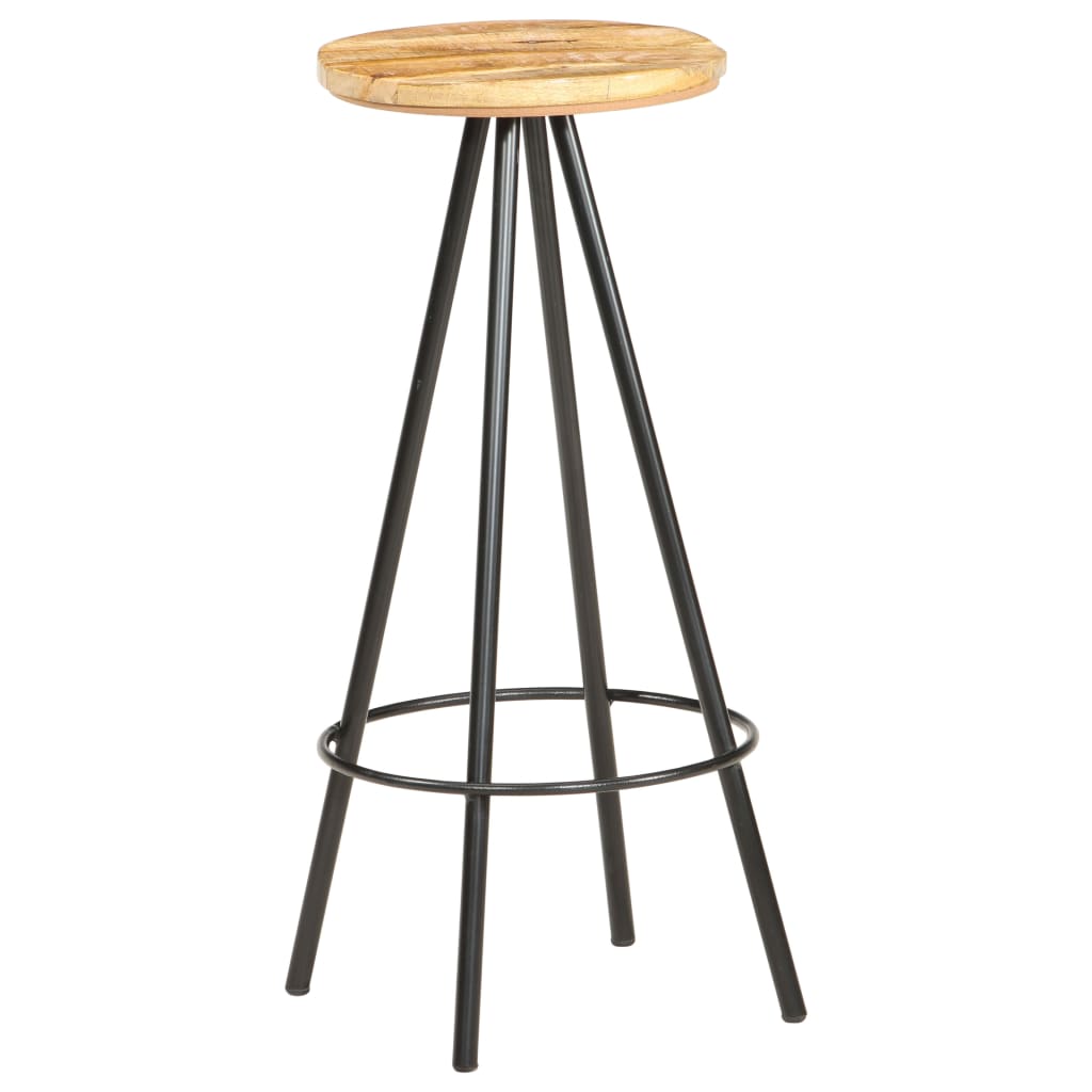 Rustic Bar Stools Set of 2 - Rough Mango Wood Finish