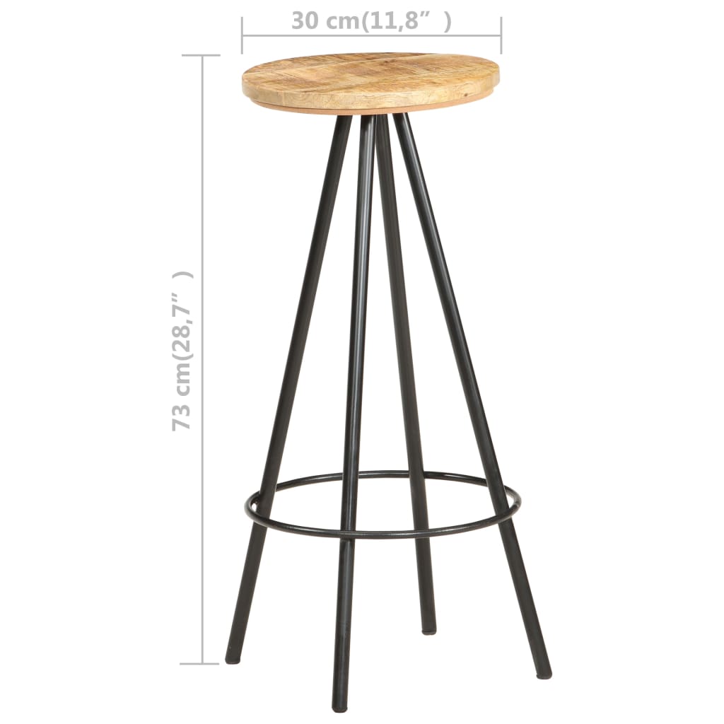 Rustic Charm: 4-Piece Mango Wood Bar Stools Set