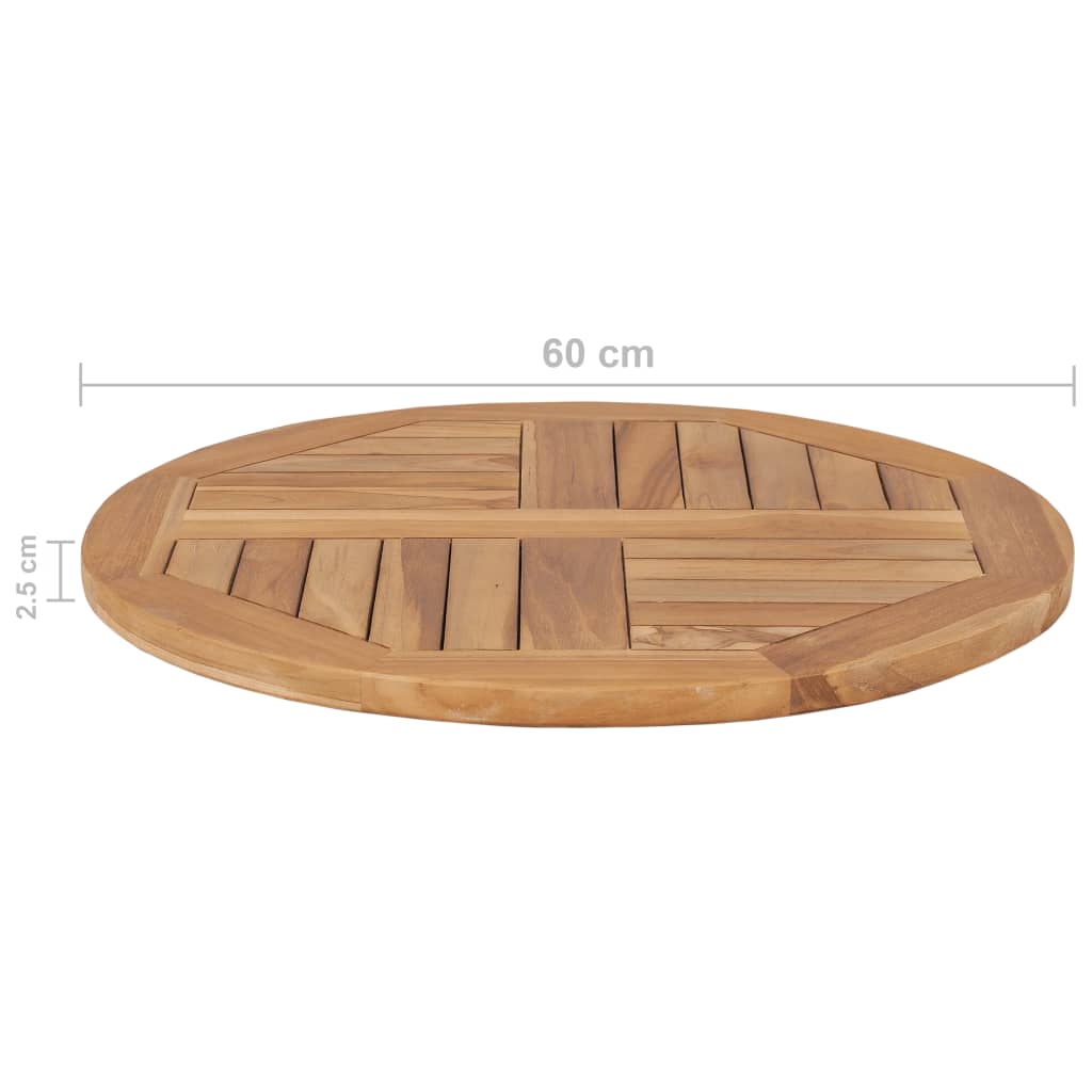 Solid Teak Wood Round Table Top, 2.5cm Thick, 60cm Diameter