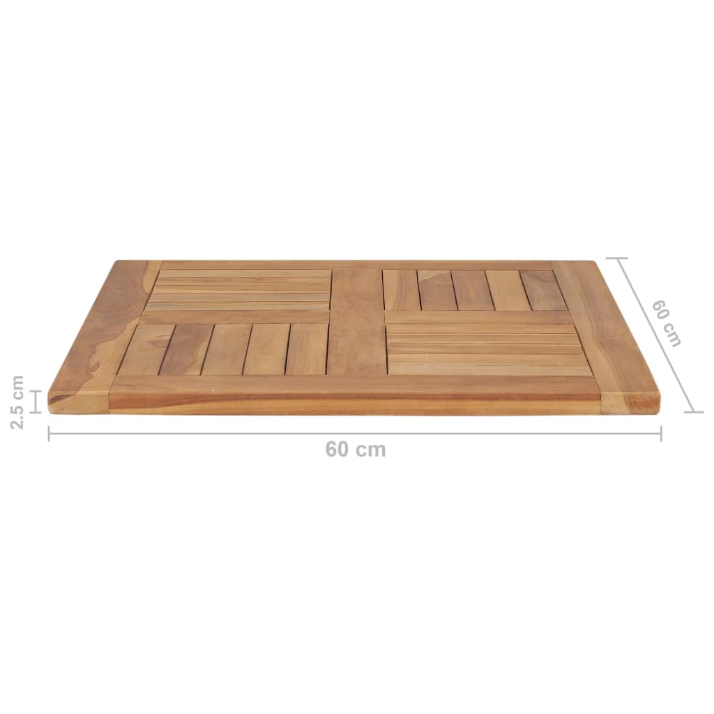 Solid Teak Wood Table Top - 60x60x2.5 cm, Durable & Elegant