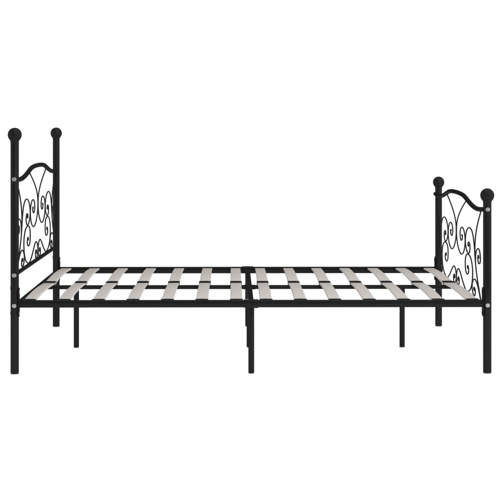 Black Metal Super King Bed Frame 180x200 cm with Slatted Base