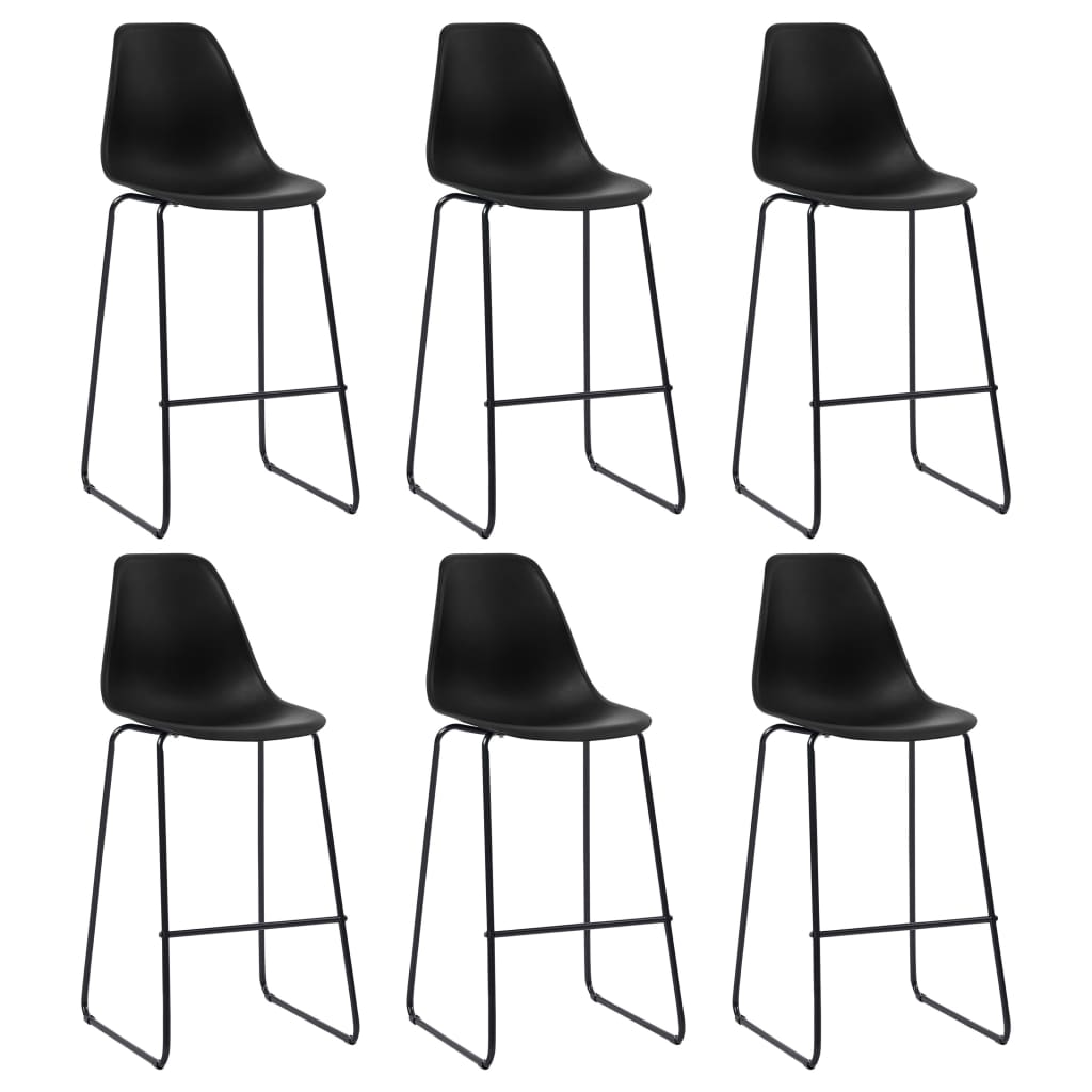 Set of 6 Black Plastic Bar Chairs - Sleek and Modern Design