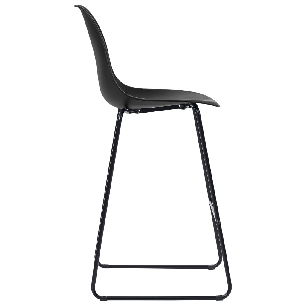 Set of 6 Black Plastic Bar Chairs - Sleek and Modern Design