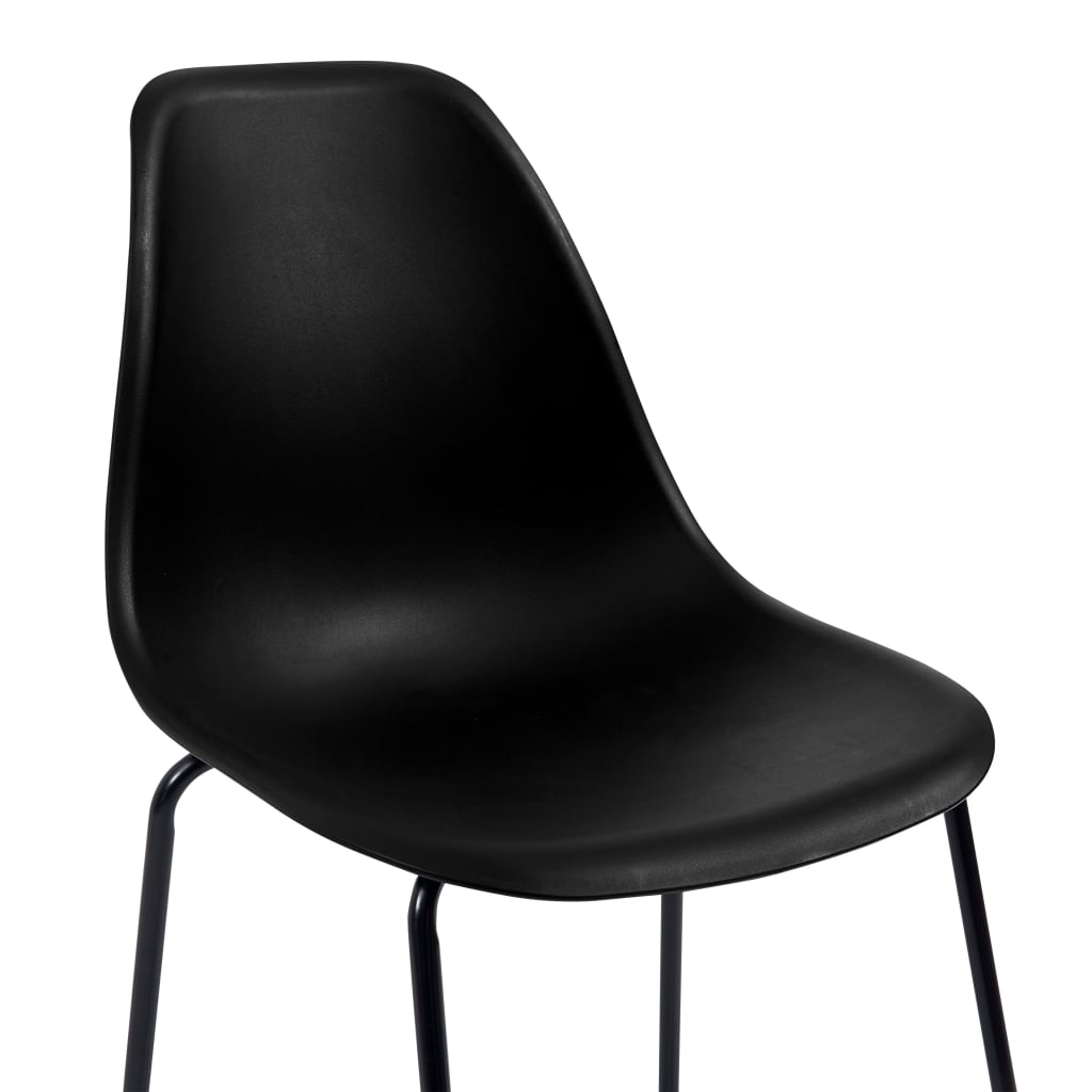 Set of 6 Black Plastic Bar Chairs - Sleek and Modern Design