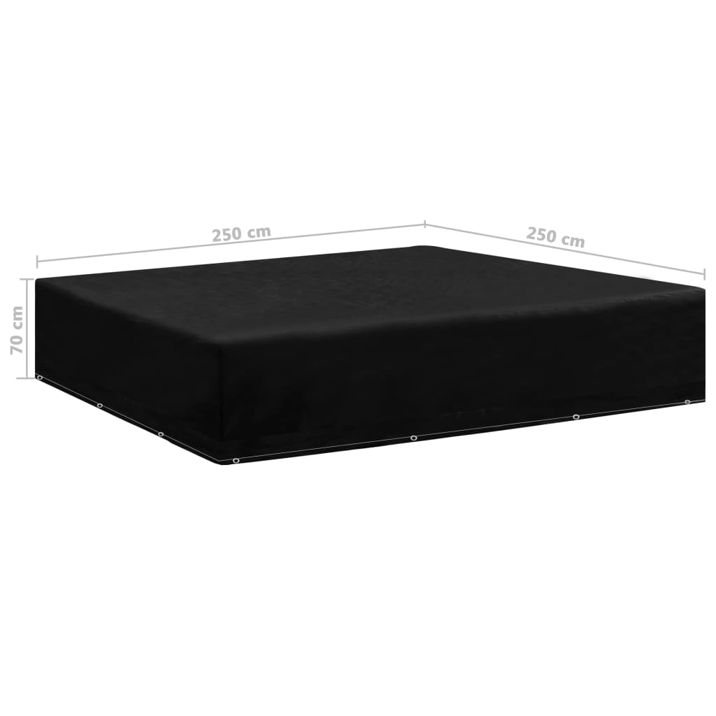 Durable 12-Eyelet Garden Furniture Cover 250x250x70cm - Black
