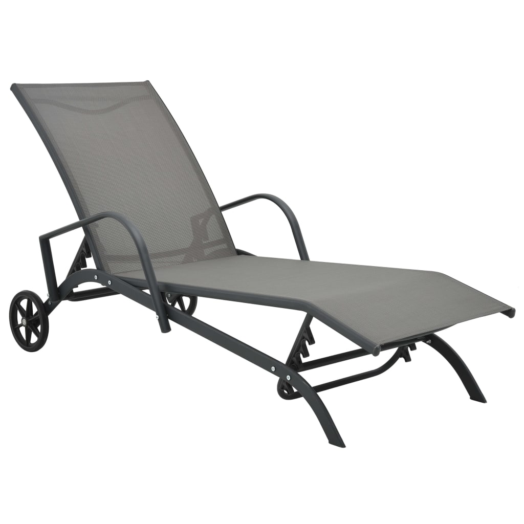 Durable Steel & Textilene Sun Lounger - Elegant Gray Design