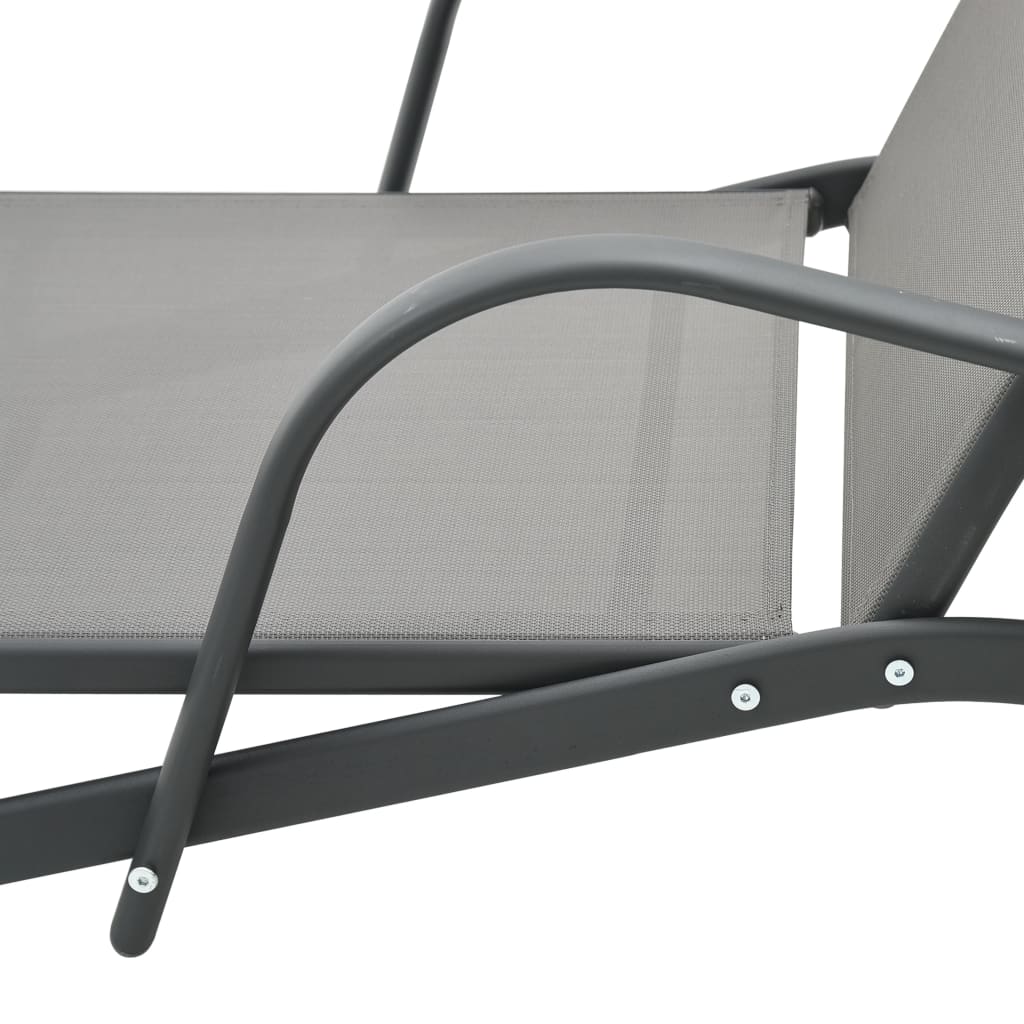 Durable Steel & Textilene Sun Lounger - Elegant Gray Design