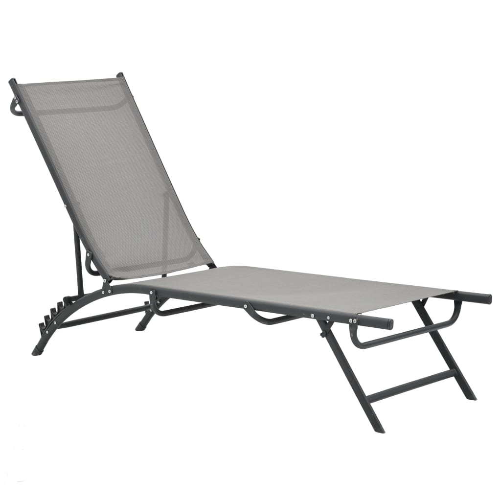 Set of 2 Textilene & Steel Sun Loungers - Durable Outdoor Comfort