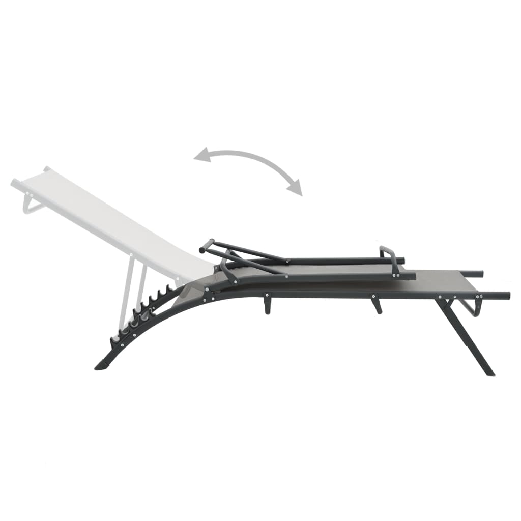 Set of 2 Textilene & Steel Sun Loungers - Durable Outdoor Comfort
