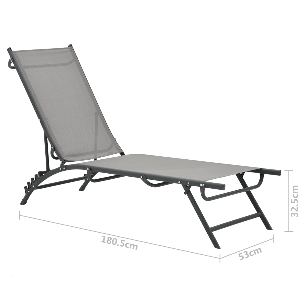 Set of 2 Textilene & Steel Sun Loungers - Durable Outdoor Comfort