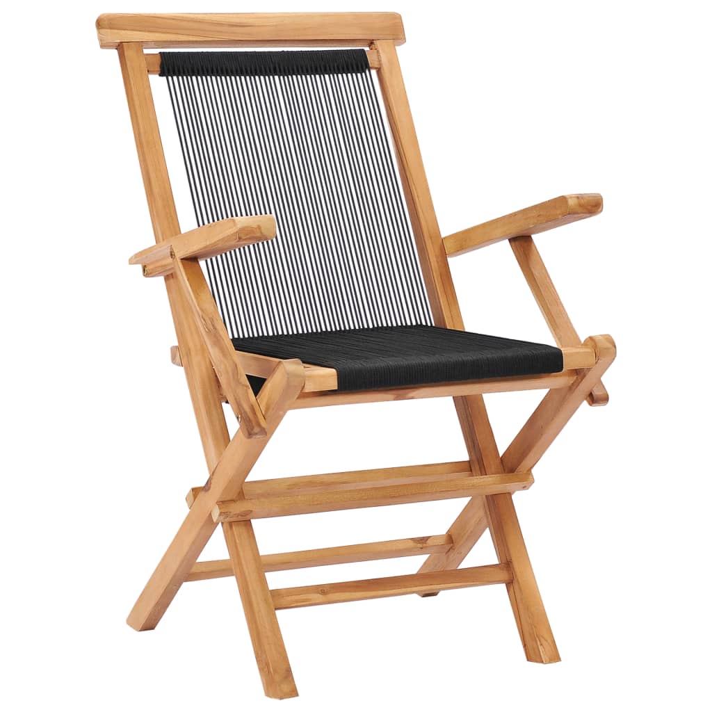 2-Piece Teak Wood & Rope Folding Garden Chairs - Solid & Stylish