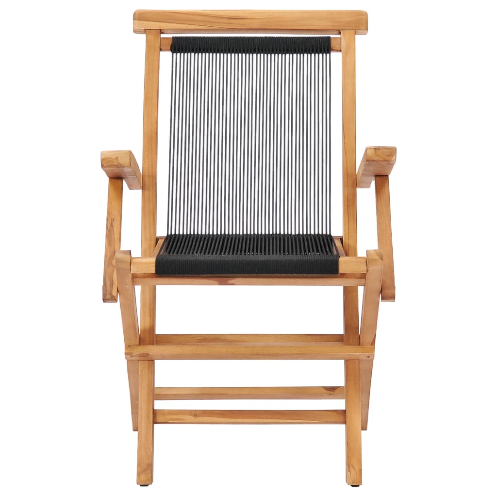 2-Piece Teak Wood & Rope Folding Garden Chairs - Solid & Stylish