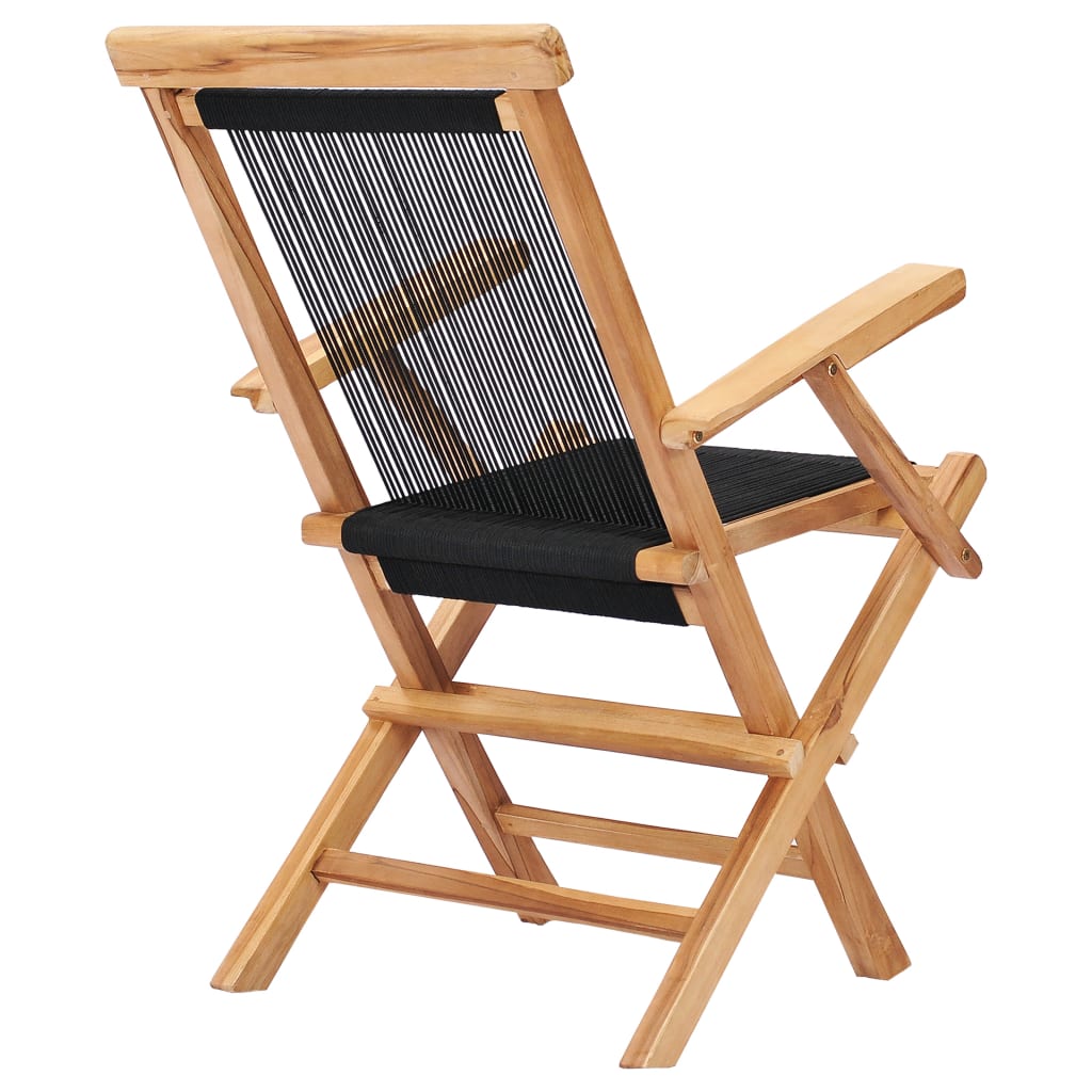 2-Piece Teak Wood & Rope Folding Garden Chairs - Solid & Stylish