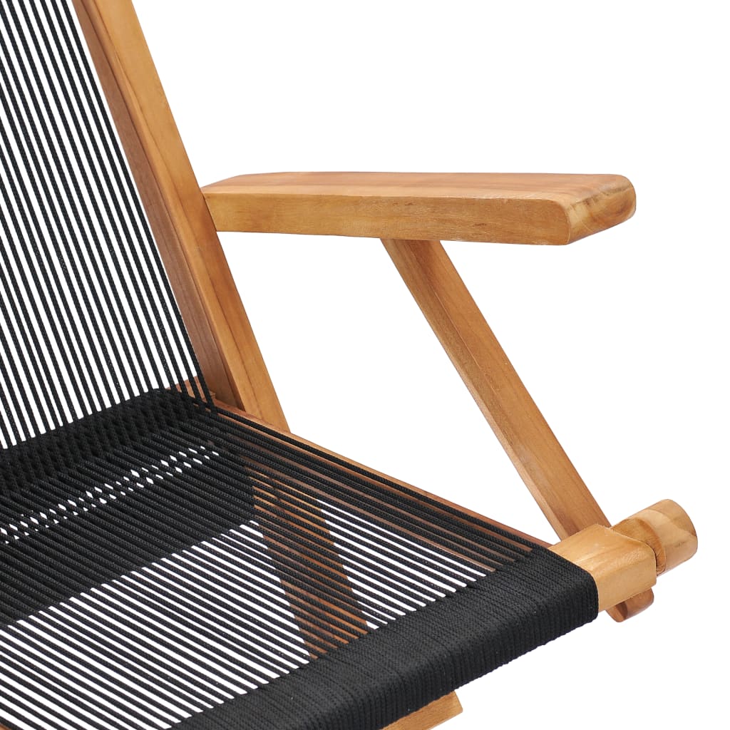 2-Piece Teak Wood & Rope Folding Garden Chairs - Solid & Stylish