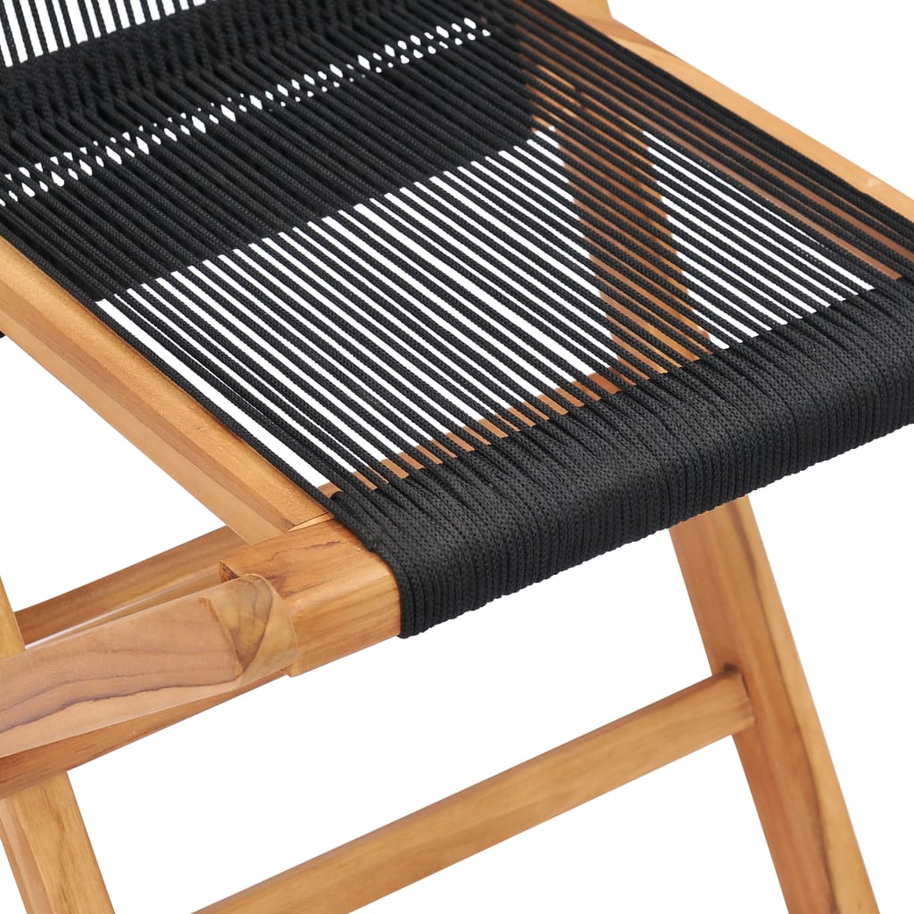 Teak Wood & Rope Folding Garden Chairs, 2 Pcs - Durable Outdoor Seating