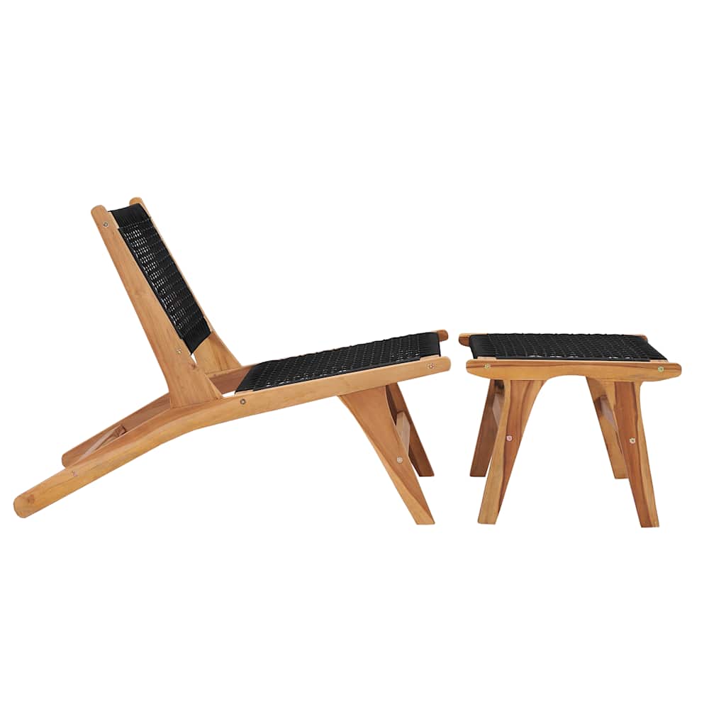Teak Wood & Rope Sun Lounger with Footrest - Relax in Style