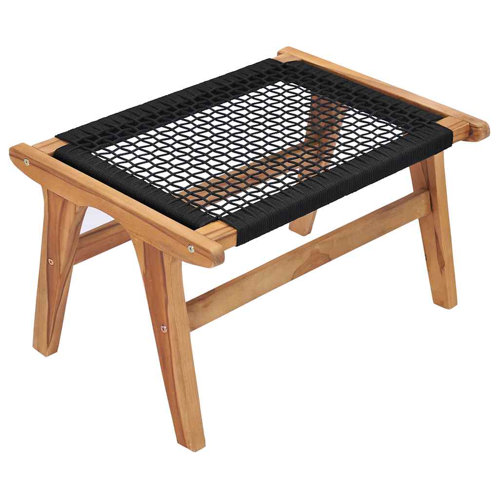 Teak Wood & Rope Sun Lounger with Footrest - Relax in Style