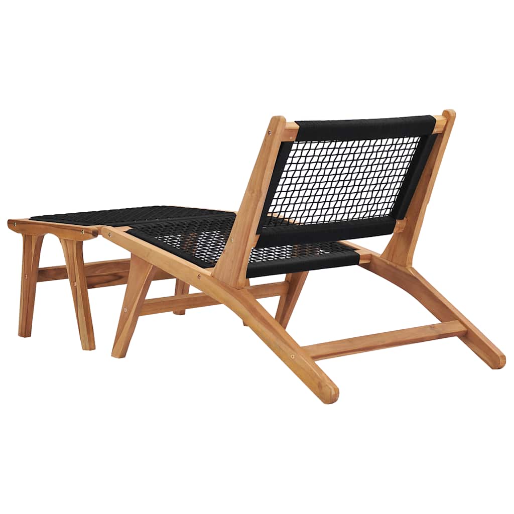 Teak Wood & Rope Sun Lounger with Footrest - Relax in Style