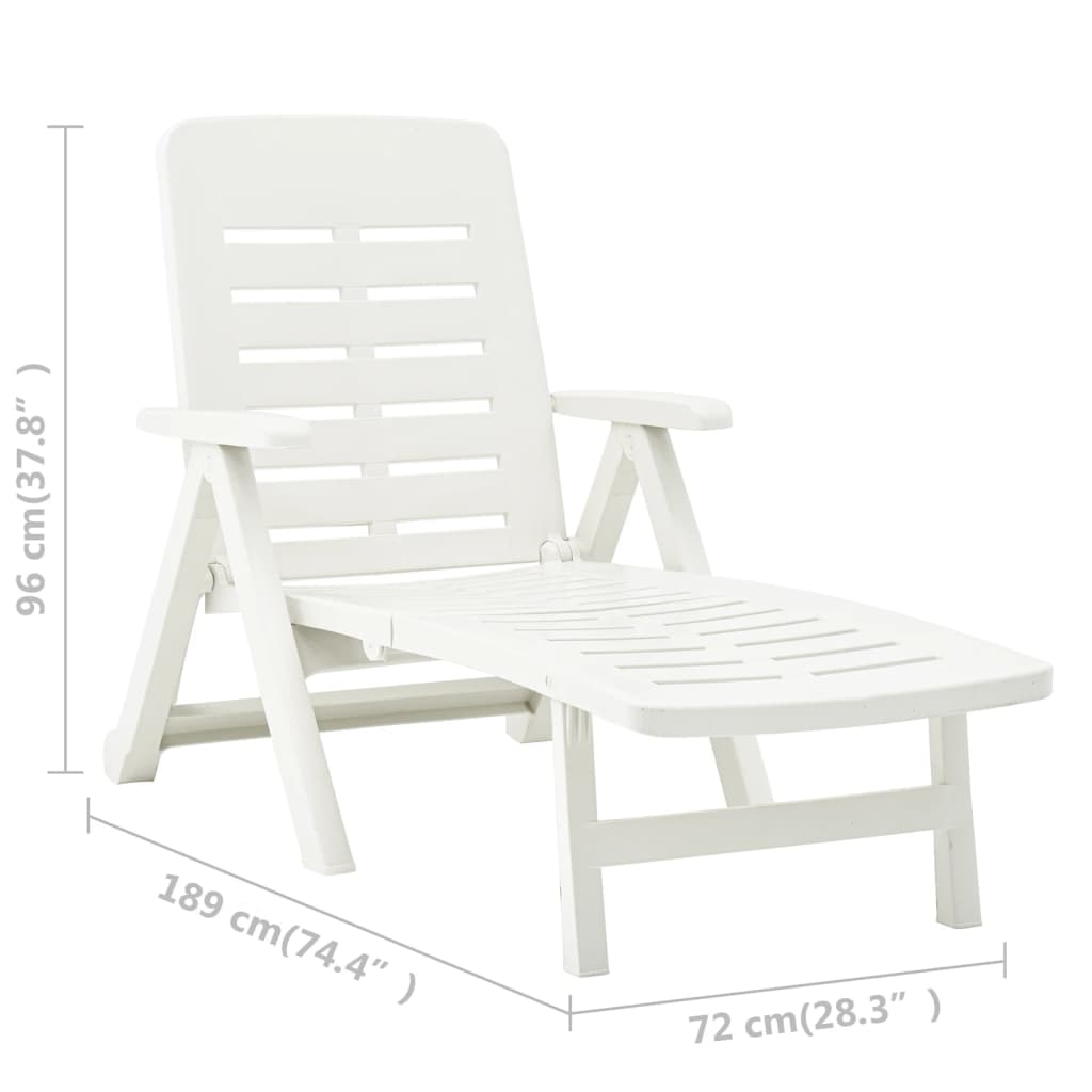 White Plastic Folding Sun Lounger - Durable and Stylish Outdoor Seating